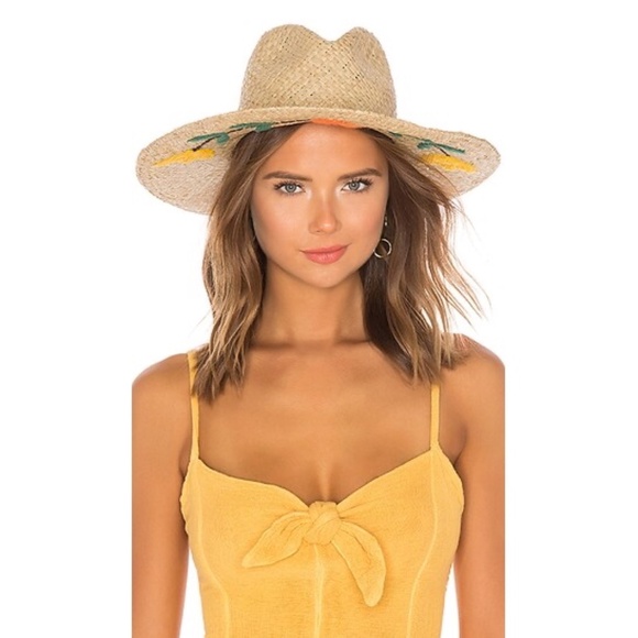 Brixton Accessories - Brixton | Jenna Fedora Raphia Hat Embroidered Flowers Woven Straw Summer Sunhat